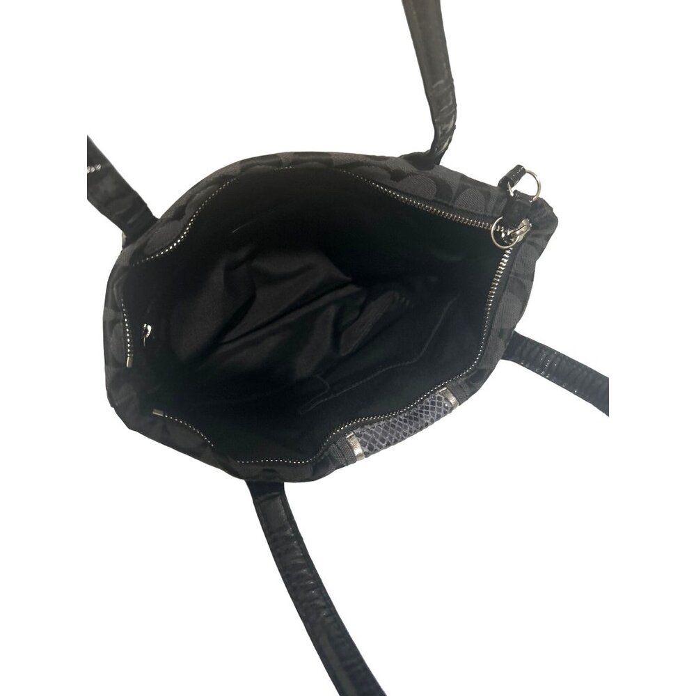 Coach Signature Black Python Stripe Tote Shoulder… - image 4